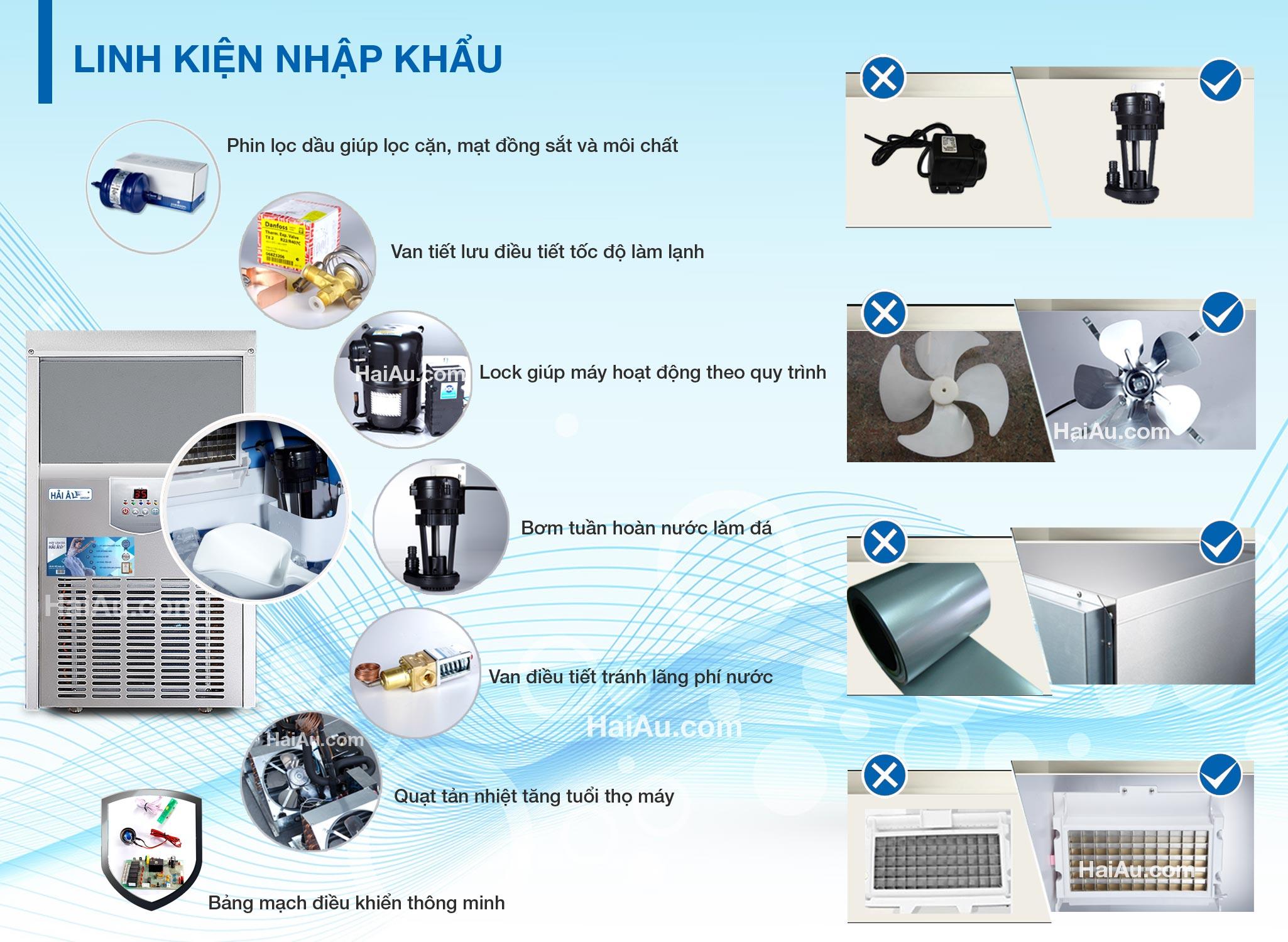 Linh kiện nhập khẩu máy đá viên Hải Âu