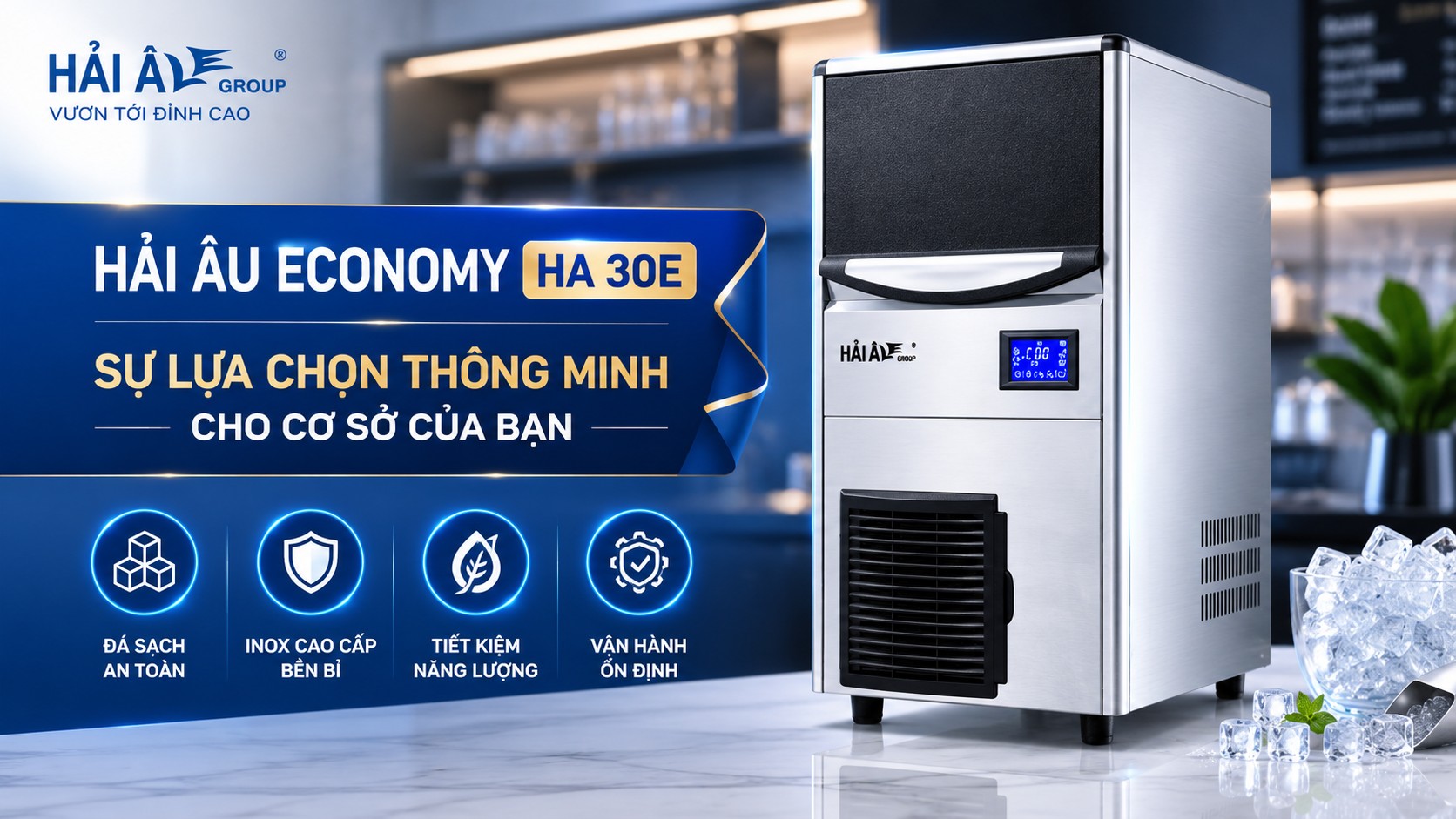Máy Làm Đá Hải Âu Group HA 30E - Vận Hành Tự Động