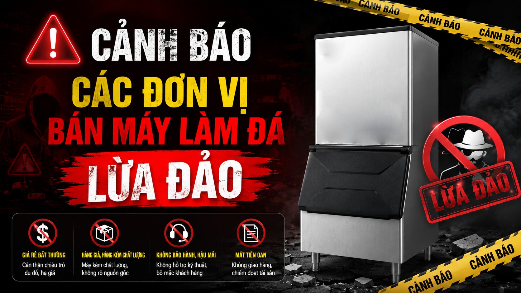Cảnh báo máy làm đá giả mạo
