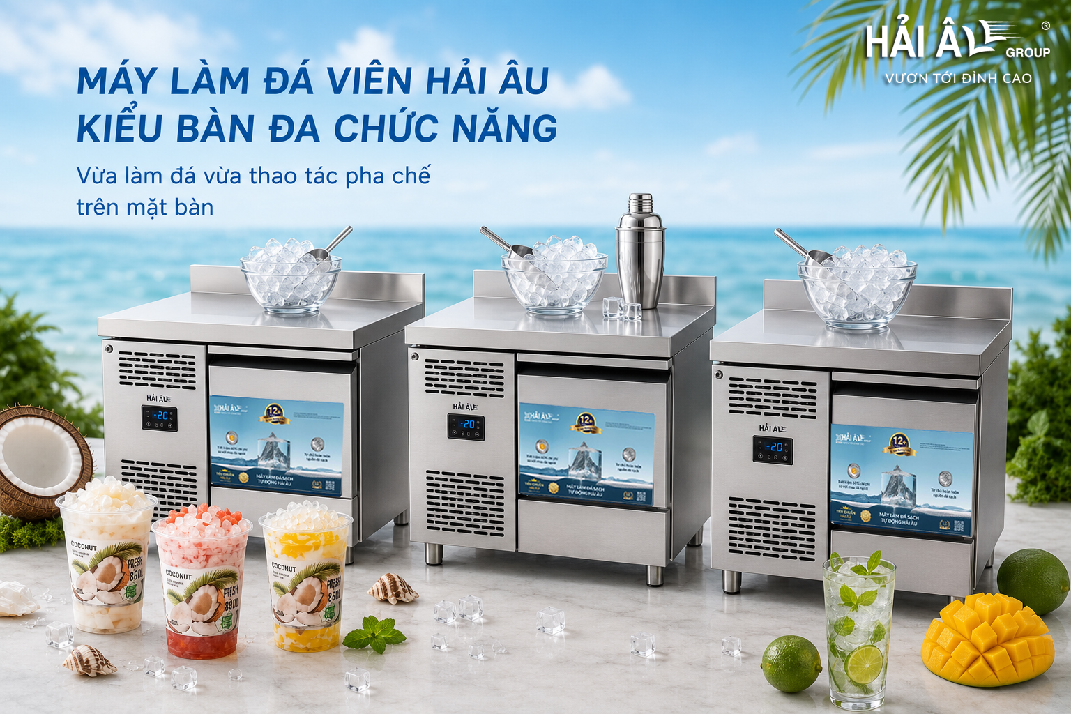 Máy làm đá kiểu bàn Hải Âu Group