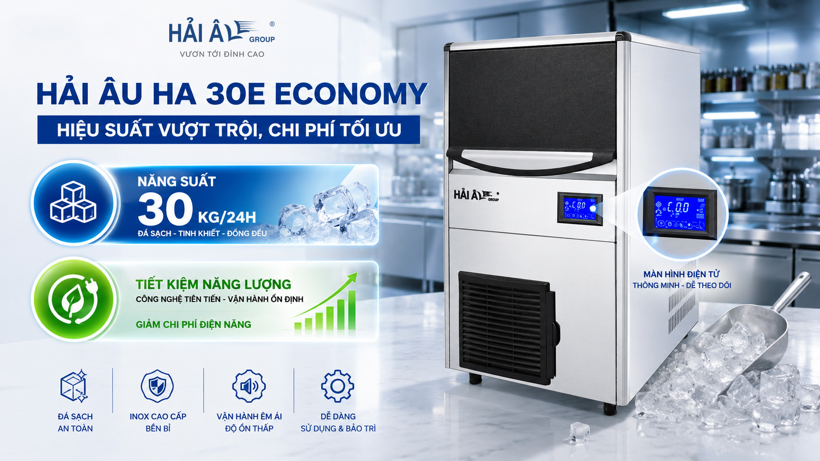 Máy làm đá tinh khiết Hải Âu HA 30E