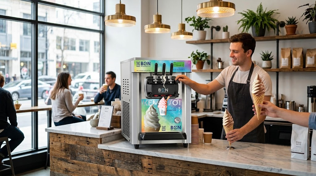 Máy làm kem tươi 1 vòi mà máy làm kem tươi 3 vòi