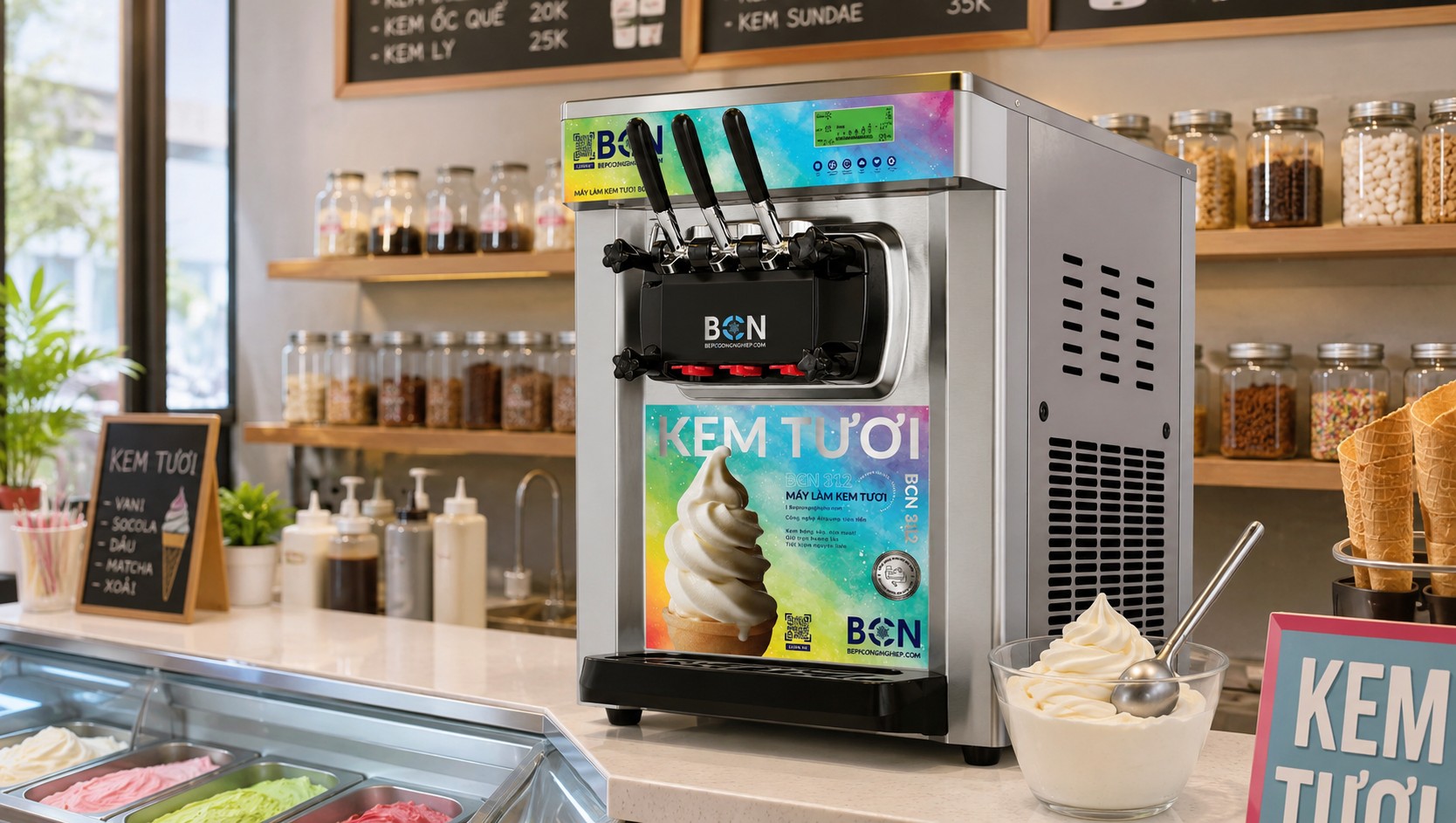 Nên mua nhượng quyền hay tự mua combo máy làm kem tươi